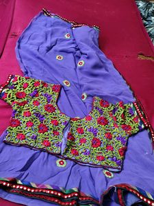 Purple Embroidered Saree & Blouse