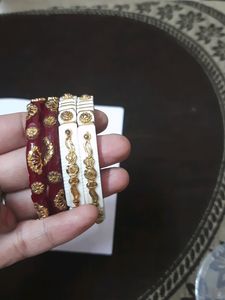 Combo Of Red and White Designed  Beautiful Bangles