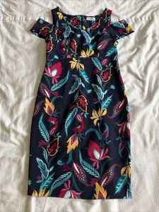 splash Floral Print Cold Shoulder Dress