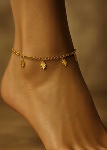 Leaf Charm Gold Anklet