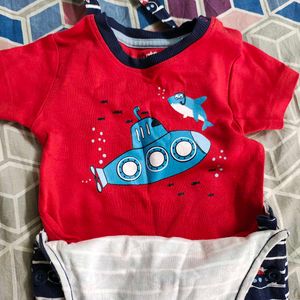 Half Sleeve Shirt Dungaree Set