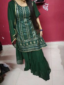 3 Pieces Green Garara Suit