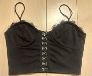 Vintage Gothic Black Lace Trim Corset Top