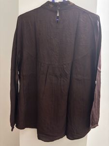Splash Coffee-Brown Beaded Top - Size 10