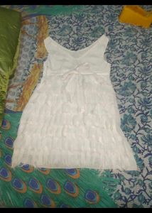 Women Frill Dress White Short