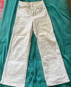 H&M White Wide Leg Jeans
