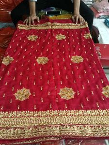 Elegant Red &amp; Gold Embroidered Saree