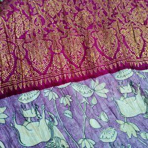 New Crushed Patola Kalamkari Saree