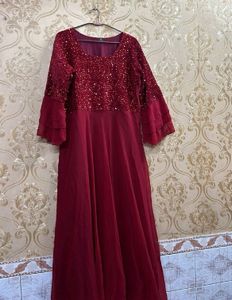 Maroon Sequin Party Dress