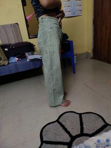 Wide Leg Light Green Jeans