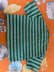 Green Striped Crew Neck T-Shirt
