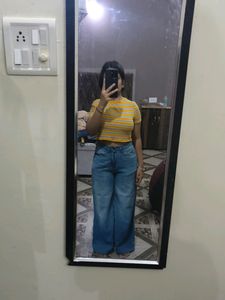 Blue Washed Flared Jeans