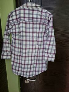 White Casual Check Print Shirt