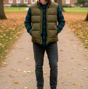 🐉 dual Olive & tangerine Puffer Vest