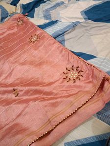 elegant peach saree