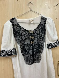 White Lace Detail Top