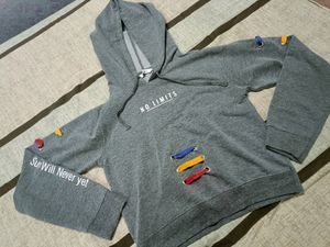 Grey Cropped Hoddie