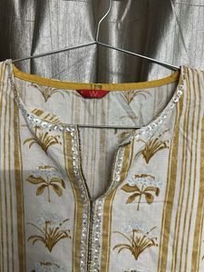 Striped Floral Print Kurta