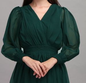 Elegant Green Chiffon Dress