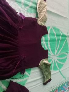 Elegant Maroon &amp; Gold Embellished Anarkali Suit