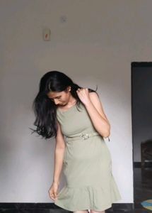 Green Sleeveless Casual Dress