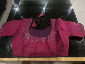 Not Used Elegant Maroon Embroidered Blouse