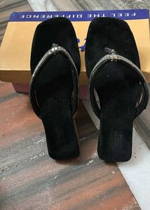 Sparkly Black Flip Flops