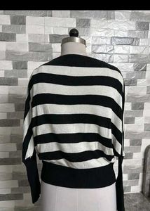 Chic Striped Graphic Print Top