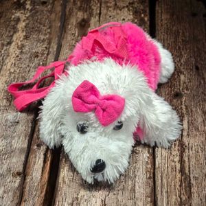 Cute Pink Dog-Shaped Soft Plush Bag For Girls