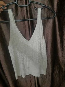 White Crochet Strappy Tank