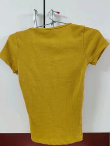 Mustard yellow deep square neck crop top