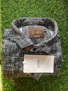 Ice Blue Patterned Casual Shirt