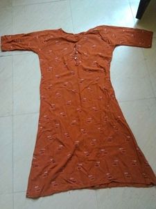 Orange Printed Kurta