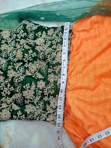 Orange &amp; Green Lengha