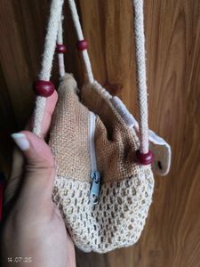 Cute Crochet Jute Crossbody Bag