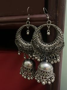 Sliver Oxidatized Jhumke Earrings