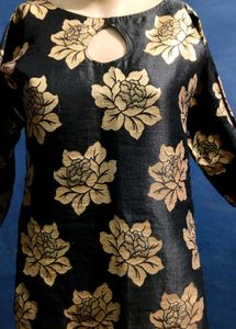Black And Golden Zariwork Embroided Kurta