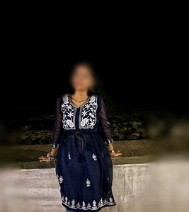 Navy Blue Embroidery Chikankari Kurta...🧚🏻‍♀️🧚
