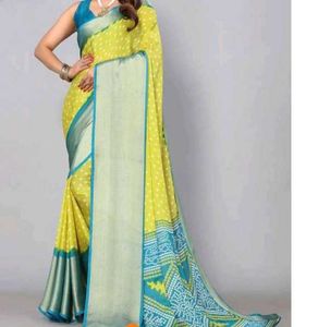 Elegant Yellow & Blue Saree