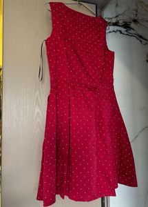 Allen Solly Red Polka Dot Casual Dress