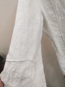 White Short Kurti With Thread Embroidery