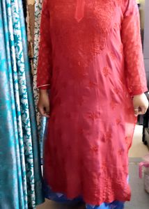 Red chiffon Kurti