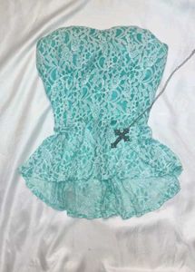 Lace Peplum Tube Top
