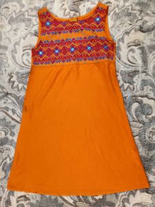 Orange Embroidered Dress