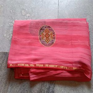 Pink Striped Sari