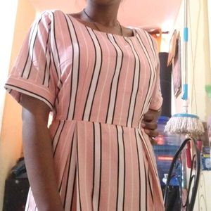 Striped Pink Casual Dress