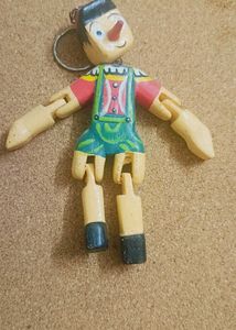 Vintage Pinocchio Wooden Keychain