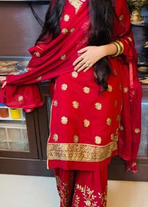 Maroon Embroidered Garara Set