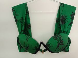 Green Floral Print Bra