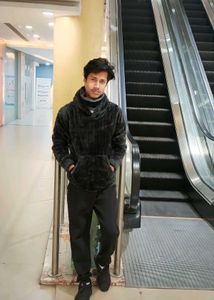 🌑Men’s Black Plush Wool Hoodie